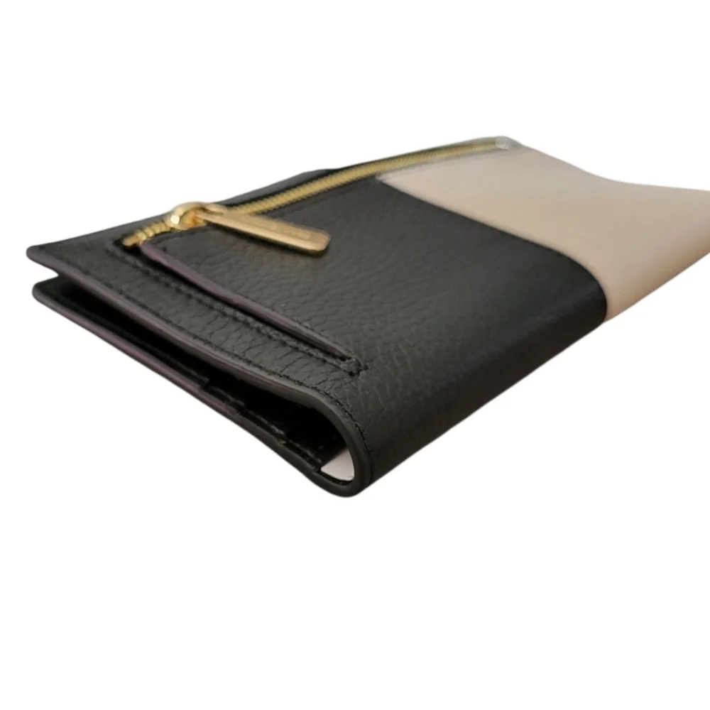 Michael Kors Black and White MK Logo Continental Wallet Leather